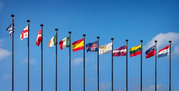 national flags of the european countries against PV4PP3H