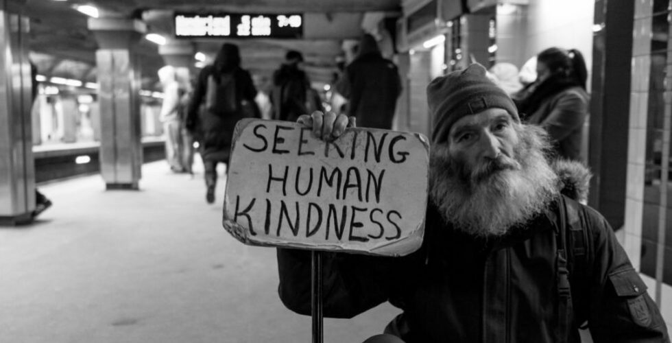 homeless man welfare state kindness
